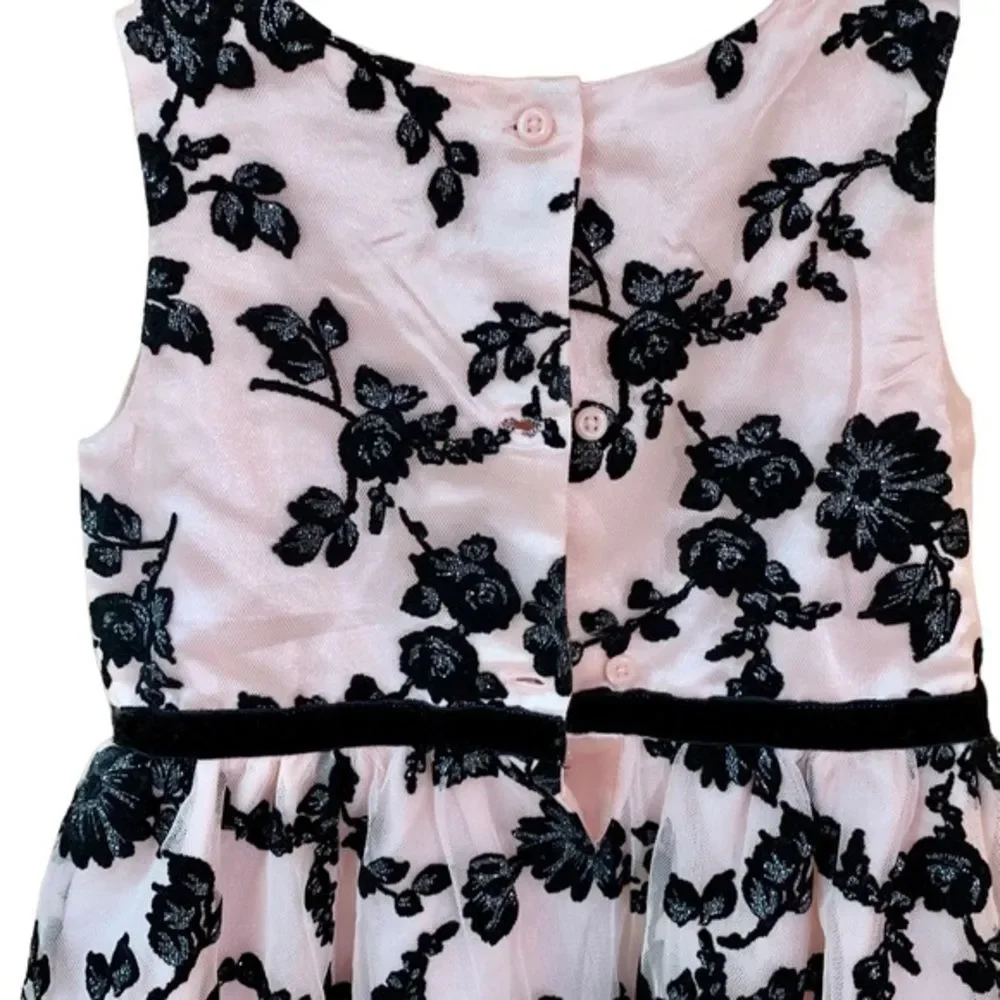 Children’s Place‎ Pink & Black Brocade Occasion Dress 4T